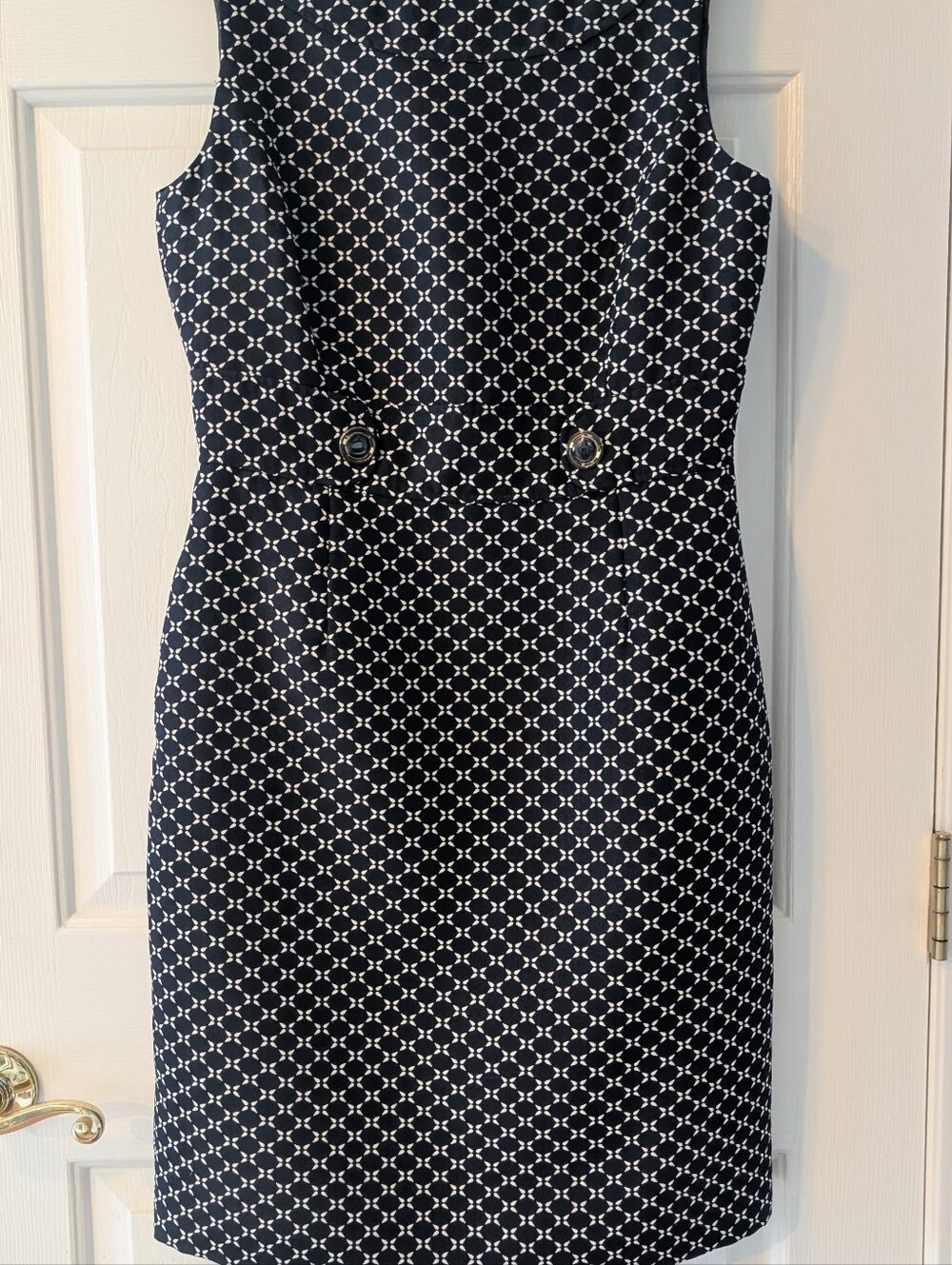 Tahari, Lined Sleeveless Navy and White